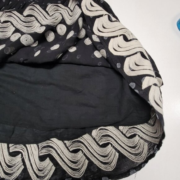 Black and White Skirt Elastic Waist Skirt Polka Dot Pleated Flare Short Skirt - Picture 6 of 7